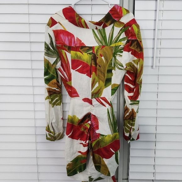 Farm Rio Spring Forest Mini Linen Blend Dress M - Picture 12 of 13